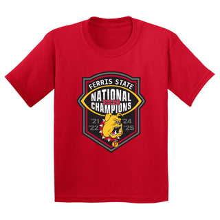 Ferris State 2025 Football National Champions Youth T-Shirt - Red