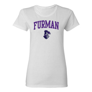 Furman University Paladins Arch Logo Short Sleeve Women's T Shirt - White