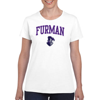 Furman University Paladins Arch Logo Short Sleeve Women's T Shirt - White