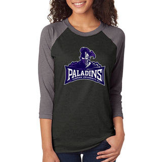Furman Mascot Spirit Mark 3/4 Sleeve Raglan - Vtg Black / Prem Heather