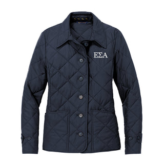 Epsilon Sigma Alpha Greek Letter Block LC Women's Brooks Brothers Quilted Jacket - Night Navy