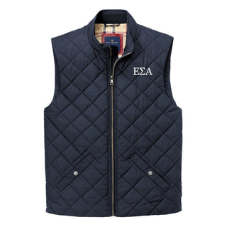 Epsilon Sigma Alpha Greek Letter Block LC Brooks Brothers Quilted Vest - Night Navy