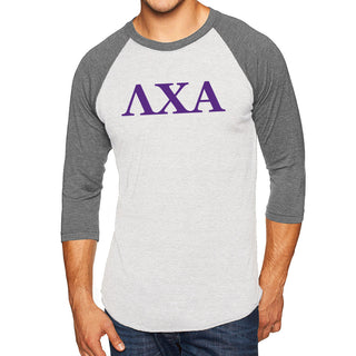 Lambda Chi Alpha Greek Letter Block Raglan - White/Prem Htr