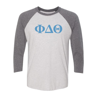 Phi Delta Theta Greek Letter Block Raglan - White/Prem Htr