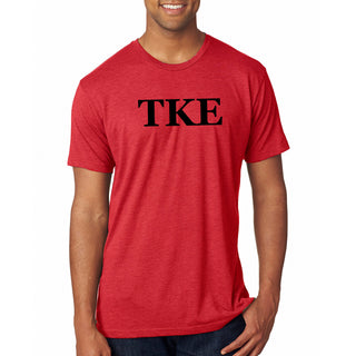 Tau Kappa Epsilon Greek Letter Block Triblend T-Shirt - Vintage Red