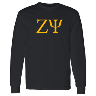 Zeta Psi Greek Letter Block Long Sleeve - Black