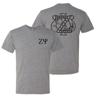 Zeta Psi LC & Back Print Triblend T-Shirt - Premium Heather