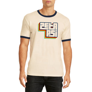 Zeta Psi Greek Funk Fusion Ringer T-Shirt - Natural/Navy