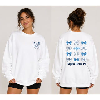 Alpha Delta Pi Greek Bow Bliss Crewneck Sweatshirt - White