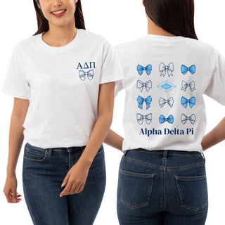 Alpha Delta Pi Greek Bow Bliss NLA T-Shirt - White