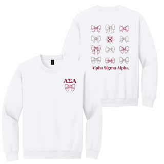 Alpha Sigma Alpha Greek Bow Bliss Crewneck Sweatshirt - White