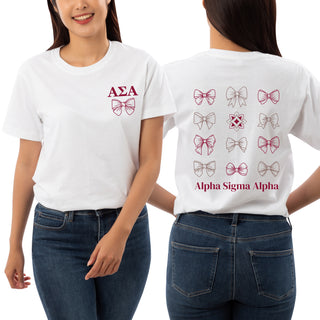 Alpha Sigma Alpha Greek Bow Bliss NLA T-Shirt - White