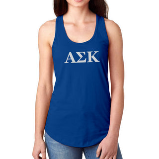 Alpha Sigma Kappa Greek Letter Block Racerback Tank - Royal