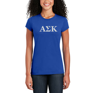 Alpha Sigma Kappa Greek Letter Block Womens T-Shirt - Royal