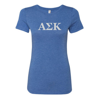 Alpha Sigma Kappa Greek Letter Block Womens Triblend T-Shirt - Vintage Royal