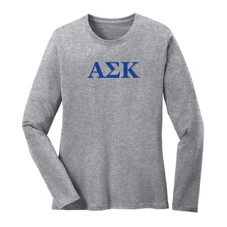 Alpha Sigma Kappa Greek Letter Block Womens Long Sleeve - Athletic Heather