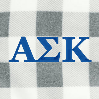 Alpha Sigma Kappa Greek Letter EMB Pet Fleece Jacket - Marshmallow/Grey Check