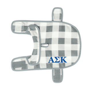 Alpha Sigma Kappa Greek Letter EMB Pet Fleece Jacket - Marshmallow/Grey Check