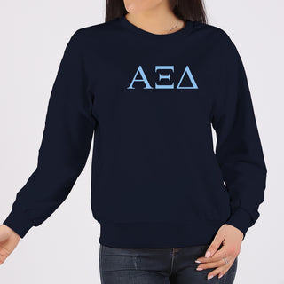 Alpha Xi Delta Greek Letter Block Crewneck - Navy