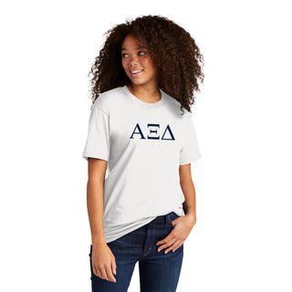 Alpha Xi Delta Greek Letter Block Premium Cotton T-Shirt - White
