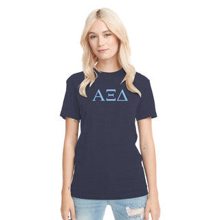 Alpha Xi Delta Greek Letter Block Triblend T-Shirt - Vintage Navy