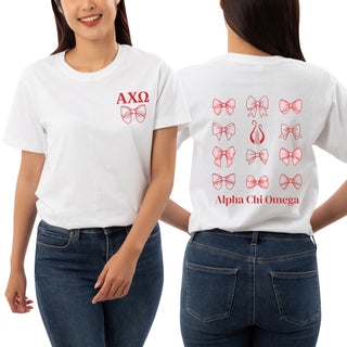 Alpha Chi Omega Greek Bow Bliss NLA T-Shirt - White