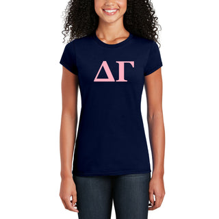 Delta Gamma Greek Letter Block Womens T-Shirt - Navy