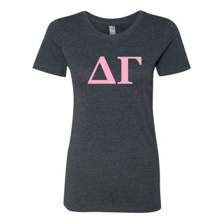 Delta Gamma Greek Letter Block Womens Triblend T-Shirt - Vintage Navy