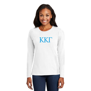 Kappa Kappa Gamma Greek Letter Block Womens Long Sleeve - White