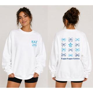 Kappa Kappa Gamma Greek Bow Bliss Crewneck Sweatshirt - White