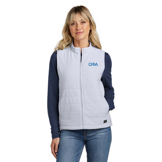 Omega Phi Alpha Greek Letter Block LC Travis Mathew Women's Cold Bay Vest - Microchip Grey