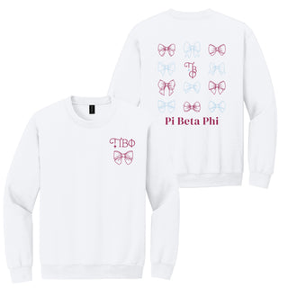 Pi Beta Phi Greek Bow Bliss Crewneck Sweatshirt - White