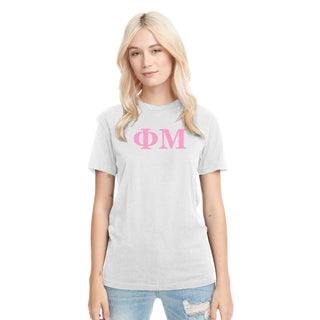 Phi Mu Greek Letter Block Triblend T-Shirt - Heather White