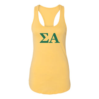 Sigma Alpha Greek Letter Block Racerback Tank - Banana Cream