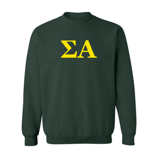 Sigma Alpha Greek Letter Block Crewneck Sweatshirt - Forest