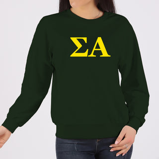 Sigma Alpha Greek Letter Block Crewneck Sweatshirt - Forest