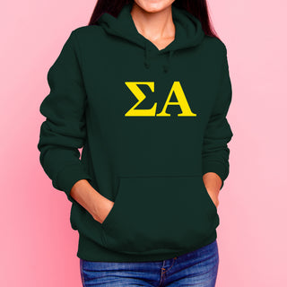 Sigma Alpha Greek Letter Block Hoodie - Forest