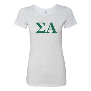 Sigma Alpha Greek Letter Block Womens NLA Triblend T-Shirt - Heather White