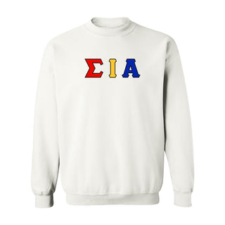 Sigma Iota Alpha Greek Letter Block Crewneck Sweatshirt - White