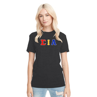 Sigma Iota Alpha Greek Letter Block Triblend T-Shirt - Vintage Black