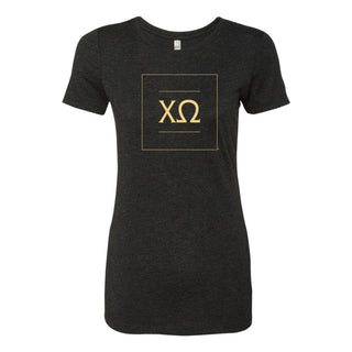 Chi Omega Greek Letter Block Womens Triblend T-Shirt - Vintage Black