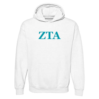 Zeta Tau Alpha Greek Letter Block Hoodie - White