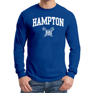 Hampton University Pirates Arch Logo Long Sleeve T-Shirt - Royal