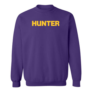 Hunter College Hawks Basic Block Crewneck Sweatshirt - Purple