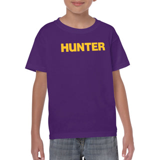 Hunter College Hawks Basic Block Youth T Shirt - Purple