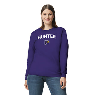 Hunter College Hawks Arch Logo Long Sleeve T Shirt - Purple