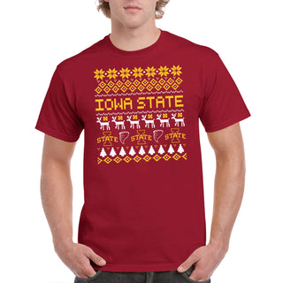 Iowa State University Cyclones Ugly Holiday Sweater Short Sleeve T Shirt - Cardinal