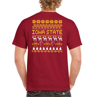 Iowa State University Cyclones Ugly Holiday Sweater Short Sleeve T Shirt - Cardinal