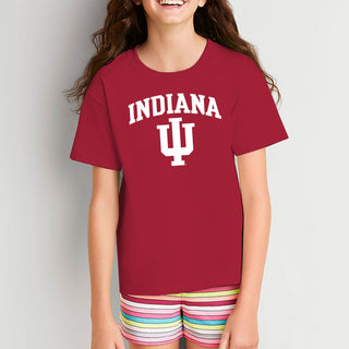 Indiana Hoosiers Arch Logo Youth T Shirt - Cardinal