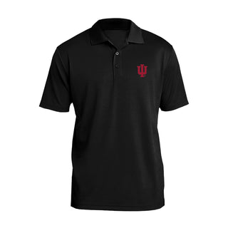 Indiana University Hoosiers Trident Left Chest Embroidered Polo - Black